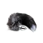 Металева анальна пробка Лисячий хвіст Alive Black And White Fox Tail S, діаметр 2,9 см - мініатюра 1