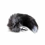 Металева анальна пробка Лисячий хвіст Alive Black And White Fox Tail M, діаметр 3,4 см - мініатюра 3