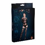 Комплект: боді та панчохи Moonlight Model 06 XS-L Black, довгі рукави, малюнок у вигляді ліфа, силуе - мініатюра 3