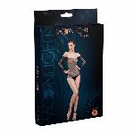 Сітчасте боді зі стразами Moonlight Model 09 XS-L Black, відкриті плечі - мініатюра 3