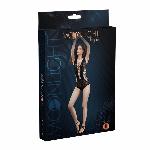 Боді Moonlight Model 11 XS-L Black, глибоке декольте, вставки з великої сітки з боків, імітація трус - мініатюра 3