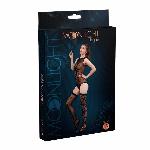 Комплект: боді та панчохи Moonlight Model 15 XS-L Black, з квітковим вертикальним малюнком - мініатюра 3