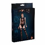Комплект: боді та панчохи Moonlight Model 16 XS-L Black, імітація топу та трусиків - мініатюра 3