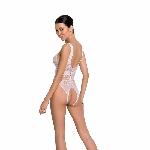 Бодістокінг з доступом Passion BS086 white, вертикальна сітка, виріз на спинці - мініатюра 2