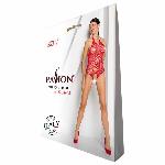 Бодістокінг у велику сітку Passion BS087 red, відкрита спина, халтер, з доступом - мініатюра 6
