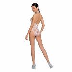 Бодістокінг у велику сітку Passion BS087 white, відкрита спина, халтер, з доступом - мініатюра 4
