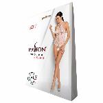 Бодістокінг у велику сітку Passion BS087 white, відкрита спина, халтер, з доступом - мініатюра 6