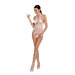 Бодістокінг у велику сітку Passion BS087 white, відкрита спина, халтер, з доступом - мініатюра 3