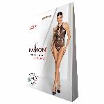 Бодістокінг з декольте Passion BS088 black, імітація корсетної шнурівки - мініатюра 8