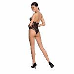 Бодістокінг з декольте Passion BS088 black, імітація корсетної шнурівки - мініатюра 4