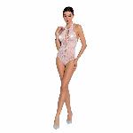 Бодістокінг з декольте Passion BS088 white, імітація корсетної шнурівки - мініатюра 3