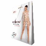 Бодістокінг-сукня з глибоким коміром Passion BS093 white, довгі рукави - мініатюра 4