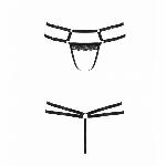 Трусики-стрінги зі стреп із мереживом Passion Exclusive LORRY THONG XXL/XXXL, black - мініатюра 5