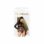 Боді Penthouse Spicy Whisper XL Black, імітація топу з довгими рукавами, закрите декольте - мініатюра 3