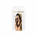 Боді Penthouse Devils Advocate XL Black, виріз на животику, імітація плетіння - мініатюра 3