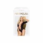 Боді Penthouse Salute Me S/L Black, імітація шнурівки на спині та декольте, геометричне плетіння - мініатюра 3