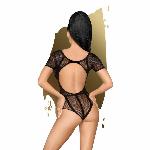 Боді Penthouse Be Nine XL Black, виріз на спинці, імітація стреп у вигляді геометричного малюнка - мініатюра 2
