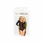 Боді Penthouse Under My Spell XL Black, довгі рукави, малюнок перевернута лілія, глибокий виріз - мініатюра 3