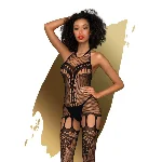 Бодістокінг Penthouse Fancy Me XL Black, відкритий доступ, фантазійний малюнок, імітація панчіх - мініатюра 1