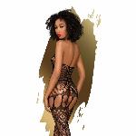 Бодістокінг Penthouse Fancy Me XL Black, відкритий доступ, фантазійний малюнок, імітація панчіх - мініатюра 2
