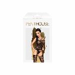 Бодістокінг Penthouse Magical Mistress S/L Black, відкритий доступ, квітковий декор, імітація панчіх - мініатюра 3