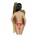 Трусики-тонг Penthouse Naughty Valentine S/M Red, мереживо, відкритий доступ до інтимних зон - мініатюра 2