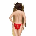 Трусики-сліпи Penthouse Too Hot To Be Real S/M Red, мереживо, регульована посадка - мініатюра 2
