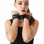 Нашийник з наручниками із натуральної шкіри Art of Sex - Bondage Collar with Handcuffs - мініатюра 2