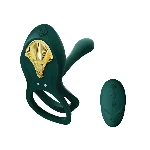 Смарт-ерекційне кільце Zalo -  BAYEK Turquoise Green, подвійне з ввідною частиною, пульт ДК - мініатюра 1