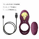 Смарт-ерекційне кільце Zalo - BAYEK Velvet Purple, подвійне з ввідною частиною, пульт ДК - мініатюра 6