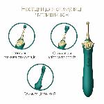 Вагінально-кліторальний вібратор Zalo — Bess Turquoise Green, багатофункціональний із насадками - мініатюра 4