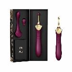Вагінально-кліторальний вібратор Zalo — Bess Velvet Purple, мультифункціональний із насадками - мініатюра 9