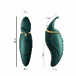 Вібратор 2в1 з язичком Zalo — Hero Jewel Green, кристал Swarovski - мініатюра 2