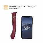 Смартвібратор 3в1 Zalo — Queen Set Wine Red, пульсівна перлина та вакуум, кристал Swarovski - мініатюра 2