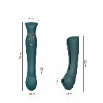 Смартвібратор 3в1 Zalo — Queen Set Jewel Green, пульсівна перлина та вакуум, кристал Swarovski - мініатюра 3