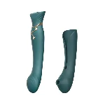 Смартвібратор 3в1 Zalo — Queen Set Jewel Green, пульсівна перлина та вакуум, кристал Swarovski - мініатюра 1