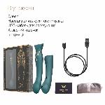 Смартвібратор 3в1 Zalo — Queen Set Jewel Green, пульсівна перлина та вакуум, кристал Swarovski - мініатюра 8