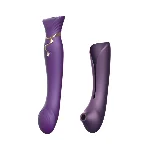 Смартвібратор 3в1 Zalo — Queen Set Twilight Purple, пульсівна перлина та вакуум, кристал Swarovski - мініатюра 1