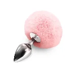 Металева анальна пробка М Art of Sex - Metal Butt plug Rabbit Tail Soft pink, діаметр 3,4 см - мініатюра 1