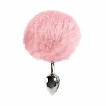 Металева анальна пробка М Art of Sex - Metal Butt plug Rabbit Tail Soft pink, діаметр 3,4 см - мініатюра 2