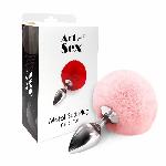 Металева анальна пробка М Art of Sex - Metal Butt plug Rabbit Tail Soft pink, діаметр 3,4 см - мініатюра 3