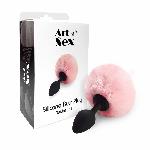 Силіконова анальна пробка М Art of Sex - Silicone Butt plug Rabbit Tail Pink, діаметр 3,5 см - мініатюра 3