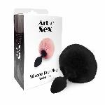 Силіконова анальна пробка М Art of Sex - Silicone Butt plug Rabbit Tail Black, діаметр 3,5 см - мініатюра 3