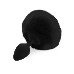 Силіконова анальна пробка М Art of Sex - Silicone Butt plug Rabbit Tail Black, діаметр 3,5 см - мініатюра 1