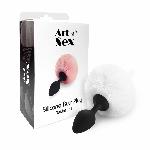 Силіконова анальна пробка М Art of Sex - Silicone Butt plug Rabbit Tail White, діаметр 3,5 см - мініатюра 3