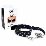 Нашийник з повідцем із натуральної шкіри із заклепками Art of Sex - Jenna Collar with Leash, чорний - мініатюра 3