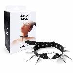 Чокер Серце з великими шипами, із натуральної шкіри Art of Sex - Crystal, колір Чорний - мініатюра 5