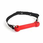 Кляп-палиця на ременях Art of Sex – Gag Stick Silicon, червоний, натуральна шкіра - мініатюра 2