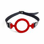 Кляп-розширювач силіконове кільце Art of Sex – Gag ring, червоний, натуральна шкіра - мініатюра 2