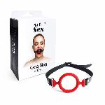 Кляп-розширювач силіконове кільце Art of Sex – Gag ring, червоний, натуральна шкіра - мініатюра 3